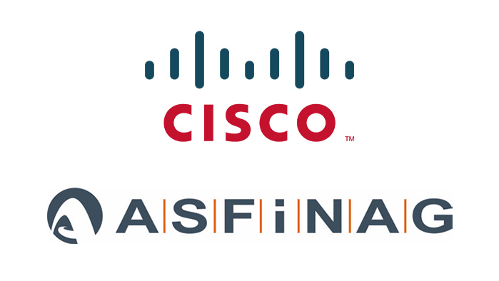 CISCO- und ASFINAG-Logo auf weißem Hintergrund