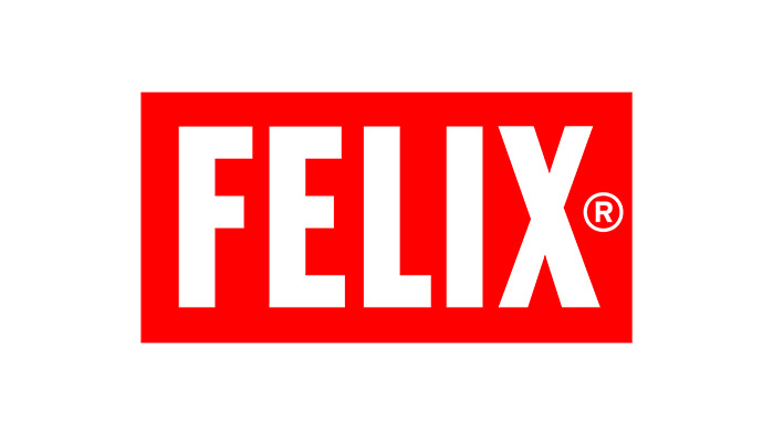 weißer Schriftzug Felix auf rotem Hintergrund