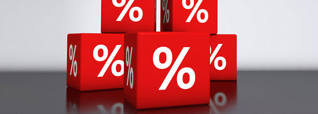 Grüne Würfel mit Prozentzeichen